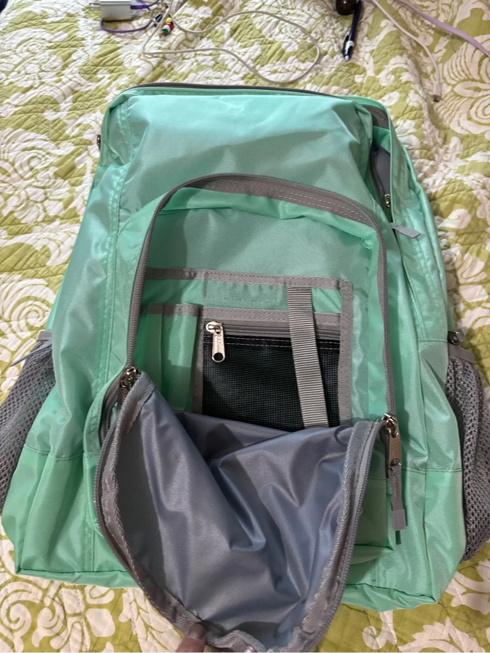 L.L. Bean Deluxe 37L Mint Green Water ProofLightweight Reflect Backpack NWT